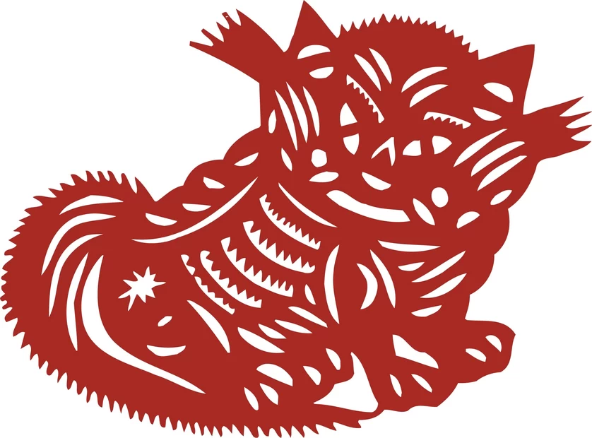 中国风中式传统喜庆民俗人物动物窗花剪纸插画边框AI矢量PNG素材【407】